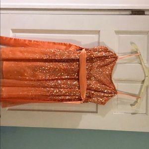 Adrianna Papell sequin orange dress